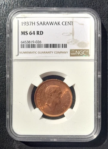 1937(H) SARAWAK (Malaysia) 1 One Cent. NGC MS 64 RD (NO RESERVE SALE)