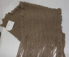 Nine West Fringed Neck Scarf Color Oatmeal Metallic