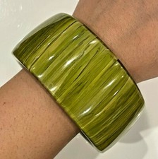 Bracciale Rotondo Vintage In Plastica Con Foglie Verdi Spesse