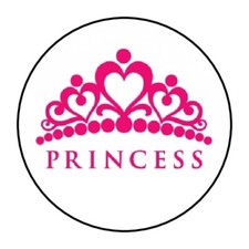 30 Princess Envelope Seals Labels Stickers 1.5" Round Pink Crown Party Favors