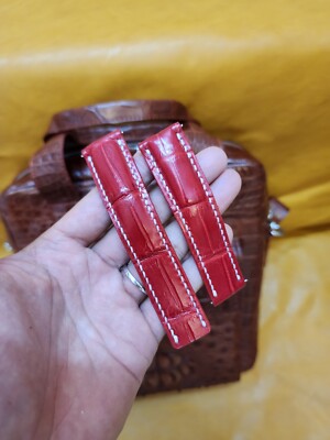Size 22/20mm Red 100% Genuine Leather Skin Watch Strap Band-Quick Realese