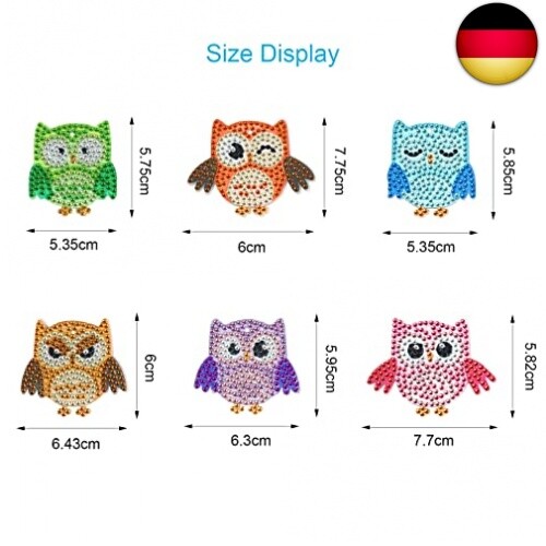 WEDNOK 6tlg Eulen Basteln Kinder Diamond Painting Herbst Schlüsselanhänger 5D D - Bild 7 von 13