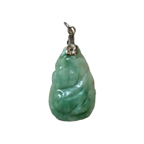 Icey White & Green Jade Panda Pendant "Peace, Friendship & Harmony" 3.2g RARE - Picture 2 of 8