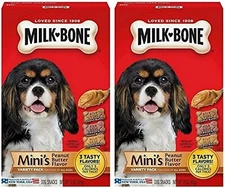 2 Pack Milk-Bone Mini's Peanut Butter Flavor Variety Dog Treats, 15-oz check BB!