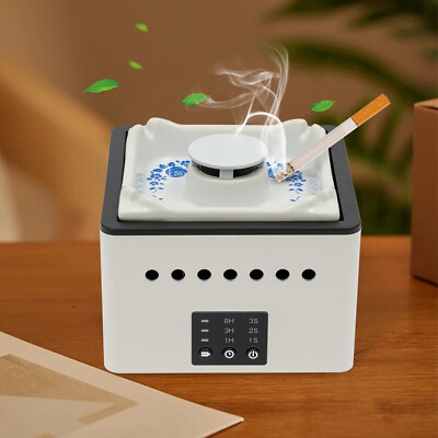 air cleaner for cigarette smoke White Ashtray Air Purifier for Smoke Carbon Filter Absorbs Eliminator