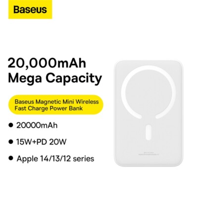 Baseus 2 IN 1 20000mAh Magnetische Kabellose Power bank für iPhone 15 14 20W PD