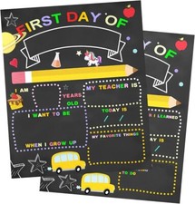 First  Last Day of School Chalkboard, 10 x 12 Inch Double Sided Back to School