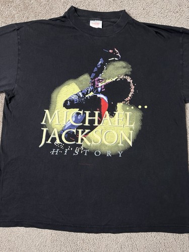 Vintage Mens Tshitr Hanes Michael Jackson 1996 History Tour Rap Tee, Size XL - Picture 3 of 11
