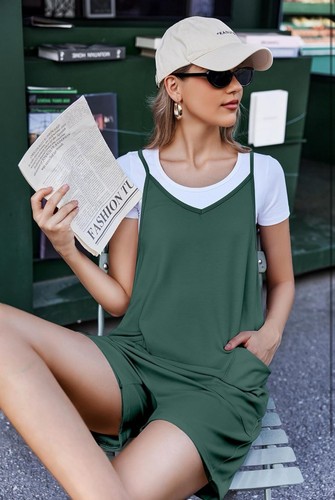 Women Casual Sleeveless Romper Loose Spaghetti Strap Shorts Overalls Size XL - Picture 2 of 3