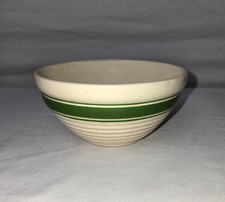 Vintage Hull Beehive Green Stripe Yellowware Mixing Bowl 6.5