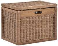 Hoher Korb ,Regalkorb, Schrankkorb Mit Deckel Rattan (Farbe Hellbraun, Groß)