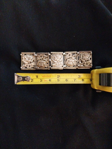 Vintage Sterling Silber Rosen Armband 7 Zoll Platten - unpoliert Original - Bild 5 von 5