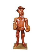 Don Quixote de la Mancha Wooden Scultpure Handmade in Italy 14"