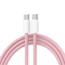 1 PC Braided C-TYPE-C PINK Charging Data SYNC Charger Cable Cord