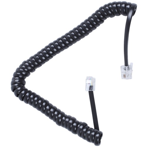 (R) RJ9 4P4C Stecker Coiled Dehnbares Telefonhoerer Kabel - Schwarz Q1H3 - Afbeelding 2 van 8