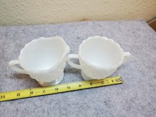 Anchor Hocking Bubble Opaque Milk Glass Cream and Sugar Set