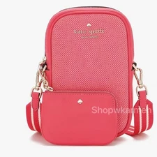 Kate Spade Rosie North South Zip Phone Crossbody pebbled leather stripe strap