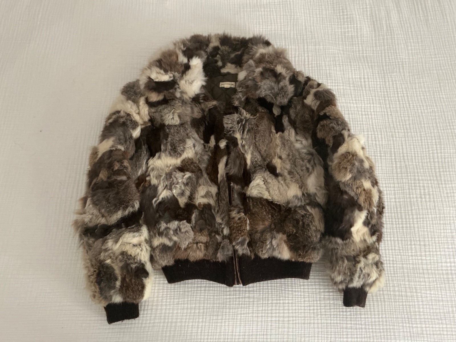 Vintage Patchwork Authentic Rabbit Fur Brown and … - image 1