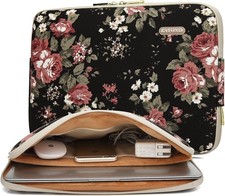 Water-Resistant Canvas 14.1 Inch Laptop Sleeve for Black C Rose Devices