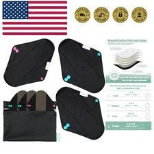 Charcoal Reusable Menstrual Pads - Reusable Sanitary Pads | Reusable Panty Li...
