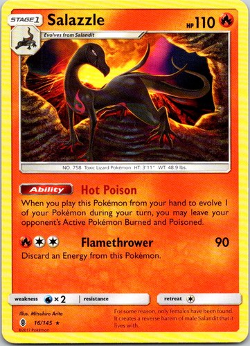 Salazzle 16/145 Guardians Rising Rare 2017 Pokemon LP A6775