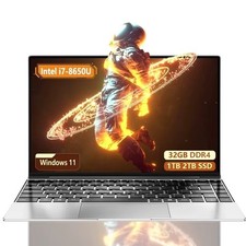 14.1" HD Laptop Intel i7-8650U 16GB RAM 1024GB SSD 5000mAh Battery Windows 11 Pr