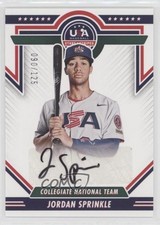 2022 Panini USA Baseball Stars & Stripes Black Ink /125 Jordan Sprinkle Auto fm0