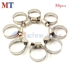 50 Pack 3/4"-1" 17-25 mm Drive Hose Clamps Fuel Line Worm Clips Adjustable