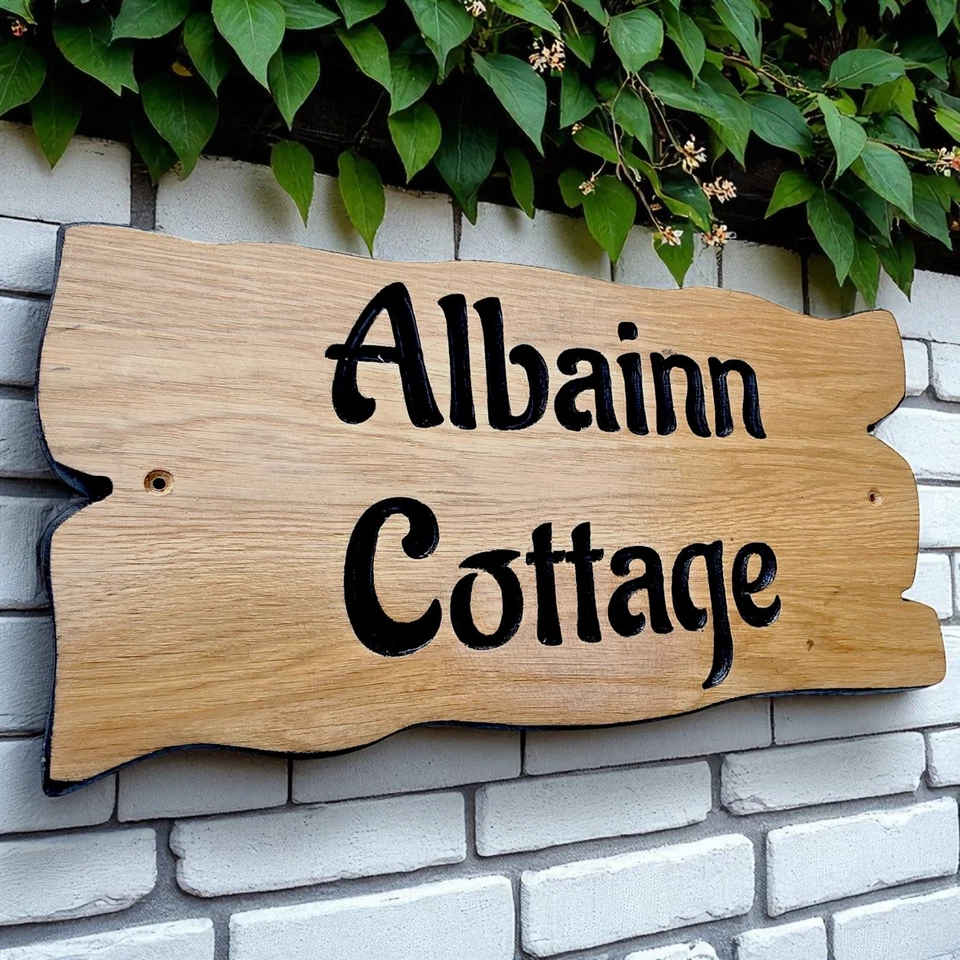 Personalised Oak Carved  Wooden Name Sign House Address  Plaque Outdoor - Image 4 of 4