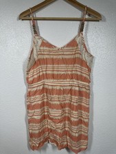 Free People Dress Womens Medium Boho Tie Dye Lace Ruched Beaded Straps Summer