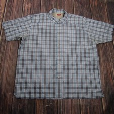 Wrangler Shirt Mens XL Blue Plaid Short Sleeve Button Up Stretch Casual