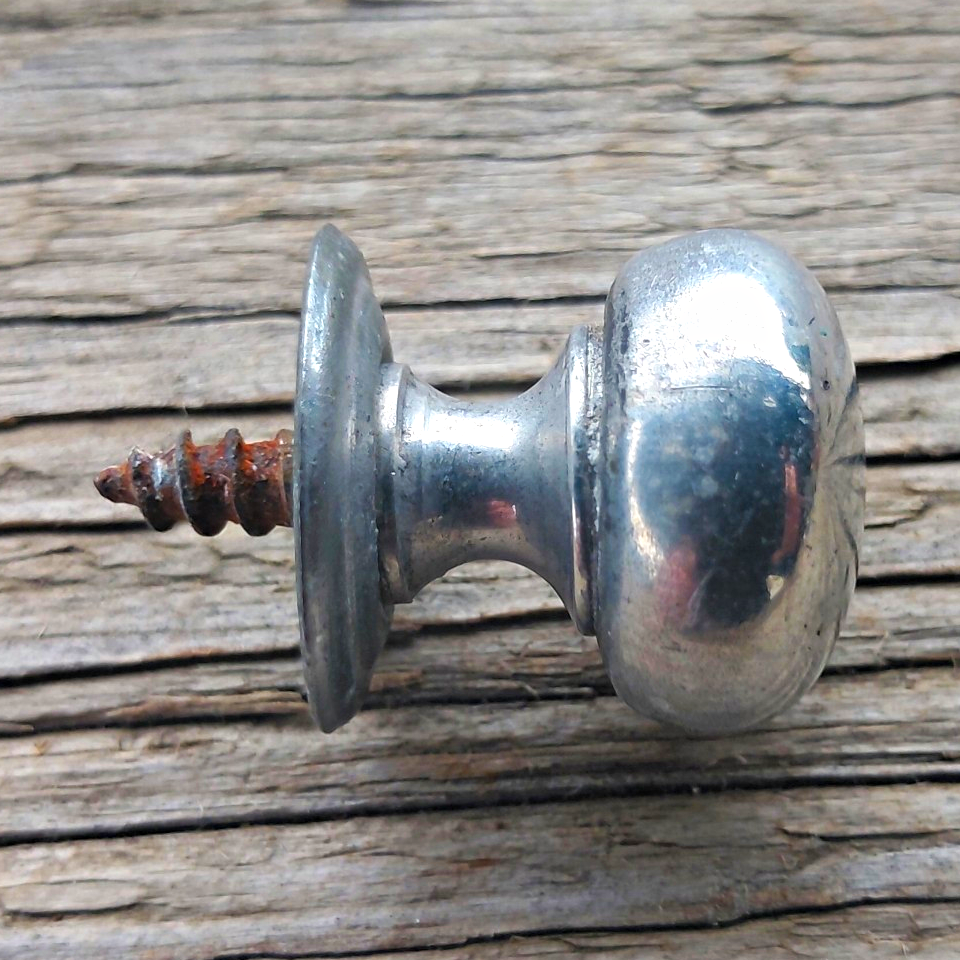 Vintage Antique Small Cabinet Drawer Knob 20mm Nickel Plated Mid Century