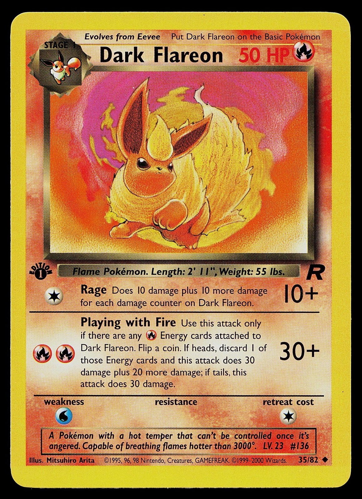 Pokemon Card - Dark Flareon Team Rocket 35/82 1st Edition Uncommon