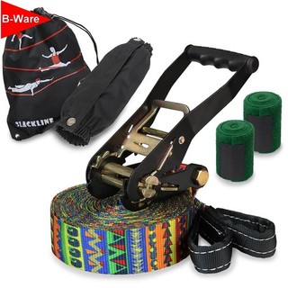 B WARE Slackline Set 15 m Baumschutz Ratschenschutz preiswert