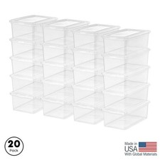 5 Qt. Plastic Storage Bins with Lids, Clear, Stackable Totes, Containers 20Pk
