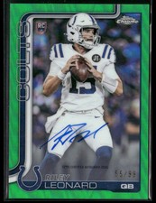 2025 Topps Chrome Riley Leonard #RA-RL Green Refractor RC Rookie Auto 55/99