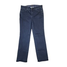 NYDJ Womens Marilyn Straight Leg Lift Tuck Denim Jeans Dark Wash Size L 35x31