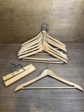 Lot of 9 Vintage Unbranded Wooden Hangers for Suits Jackets Pants Tops Dresses