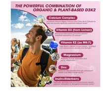 New 2 Vitamin D3 10000 IU + K2 (MK-7) 200mcg w/Calcium Magnesium Zinc Elderberry