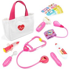 Liberry 18-Piece Doctor Kit for Toddlers 3-5 Years, Pink Pretend Play Set
