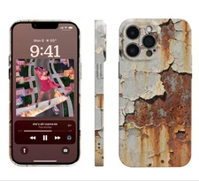 Rusty Metal Texture Case,Drop-Proof Rusty Glossy Phone Case for iPhone 16 15