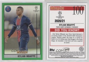 2020 Topps Merlin Collection Chrome UCL Green Refractor /99 Kylian Mbappe #100