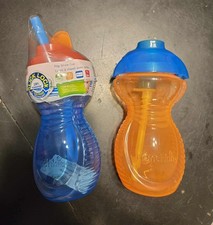 Lot Of 2-Munchkin Click Lock 9oz Flip Straw Cup Leak Proof Technology-multicolor