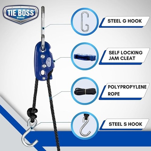 Heavy Duty Tie Down System 300 lbs Limit with 15 ft Rope Blue - Picture 2 of 7