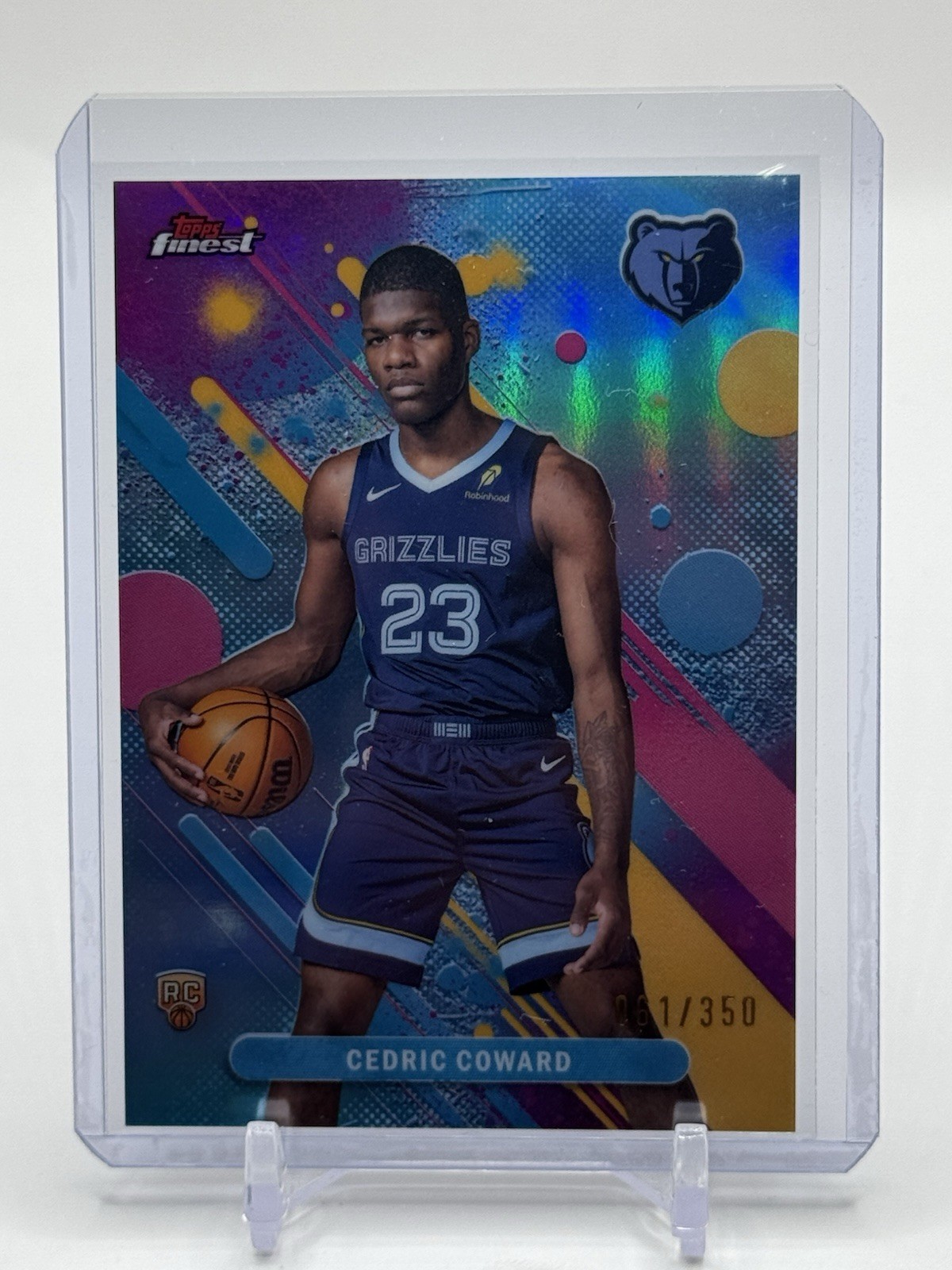 2025-26 Topps Finest Cedric Coward #11 Sky Blue Refractor RC Rookie /350!