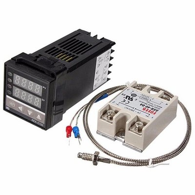 REX C100 PID Temperaturregler Set SSR 40A K-Thermoelement Sonde 0-999°C