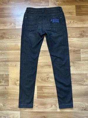 Bikkembergs Dark Indigo Blue Slim Stretch Jeans Embroidered BKK Mens Pants W36