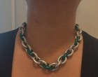 Judith Ripka Large Oval Link Chunky Sterling Silver Necklace Green — photo 9