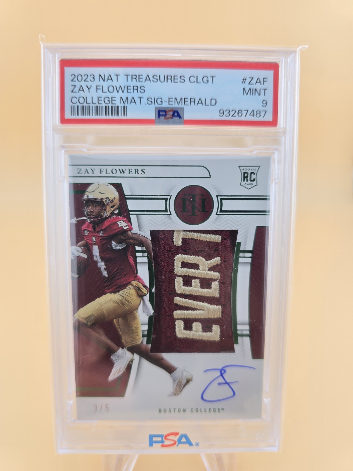 Zay Flowers Panini National Treasures Collegiate College Materials Signatures #ZAF Emerald