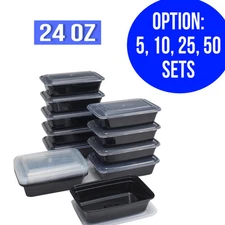 24 oz Meal Prep Food Containers with Lids Reusable Microwavable BPA FREE